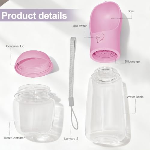 Portable Dog Water Bottle with Food Container, Drinking Bottle for Travel