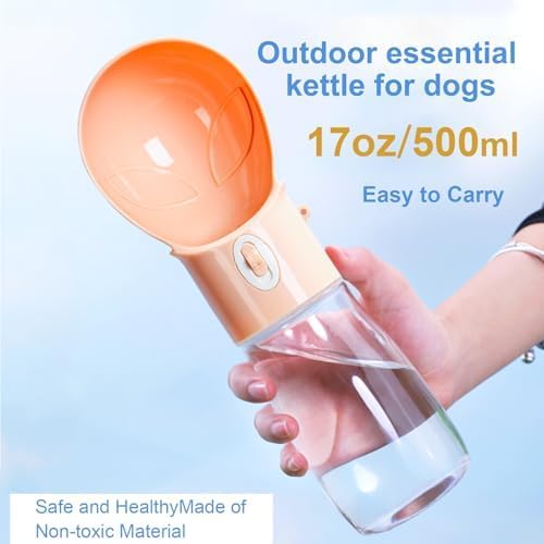 Dog Water Bottle, Widen Sink Portable Dogs Water Dispenser, Orange, 17oz