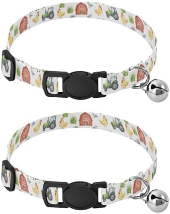 Cute Watercolor Farm Animals Easy to Wear Puppy Collar 2 Pack Pet Collars for Cats