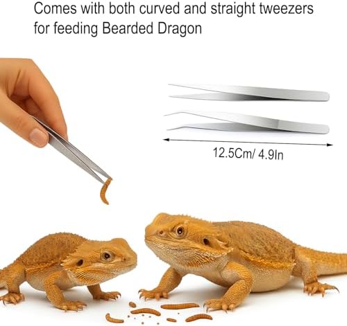 2Pcs Bearded Dragon Enrichment Toy - Foraging Toys & 2 Tweezers for Bearded Dragons to Play with – Bearded Dragon Toy for Reptiles - Reptile Terrarium Tank Accessories for Gecko, Lizard