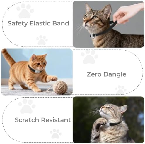 AirTag Cat Collar, Ultra Elastic Cat Tracker Collar (Black) | Compatible with Apple Air Tag Holder, Lightweight, Scratch Resistant, Stepless Adjustable Pet Tracking Collars for Cat Kitten