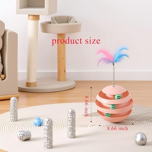Cat Toys for Indoor Cats, Interactive Cat Ball Track with Feather