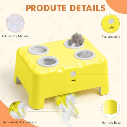 Wortade 2-in-1 Automatic Cat Toy, Interactive Cat Toy for Indoor Cats