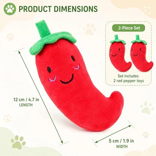 LOGOFUN 2pcs Pet Squeaky Pepper Toy for Dog Play