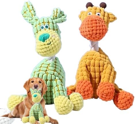 2026 New Dog Toys For Aggressive Chewers Indestructible Dog Toy, Durable Squeaky Plush Toy For Small Medium Large Dogs, Interactive Chew Toy For Teething Puppies Indoor Outdoor Play (Green+Orange)