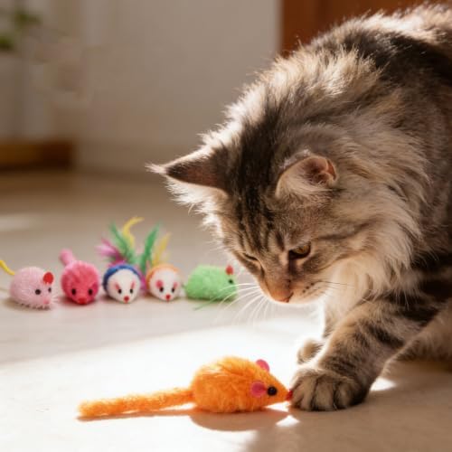 LOS ANDES 8 Pack Cat Toy Assortment, Interactive Crinkle Balls Plush Mice Spring Toys, Indoor Boredom Relief Toys for Kittens & Cats