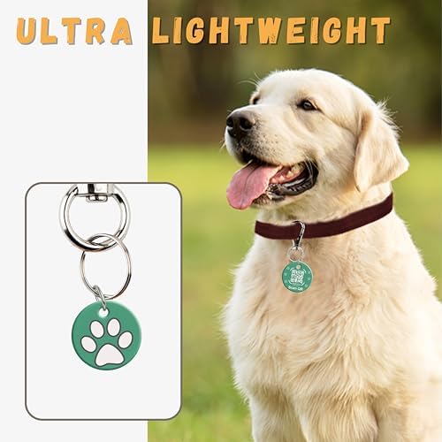 tag8 QR Code ID Tag for Dogs & Cats, Real-Time Scan Alerts, Online Pet Info Access, No Subscription or Fees, Durable Pet Tag for Collars - Green