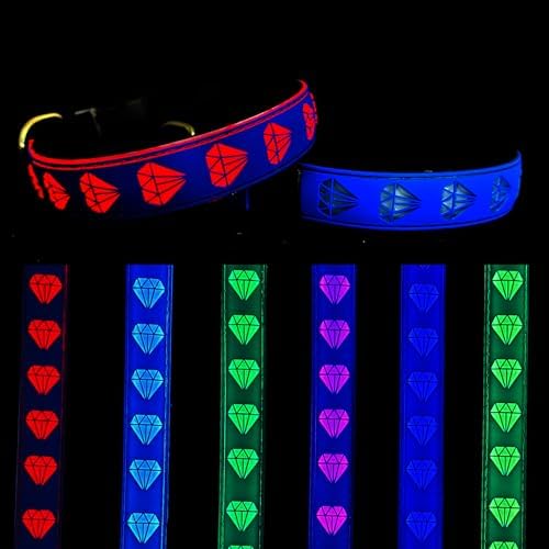 Subversive USB-C led Light up Airtag Dog Collar, Subversive 3D Sunflower Design Comfortable and Soft Material,Multicolored Lighting (D-Blue, S(11.8-15.7"))
