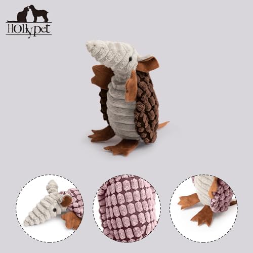 Hollypet Armadillo Squeaky Puppy Dog Toys for Small Medium Dogs, 6"