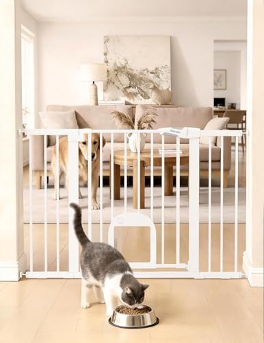 Babelio Extra Wide Baby Gate with Cat Door, CatPrivilege III, 29-48"