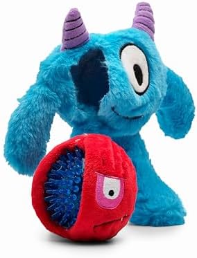 Flourish Pets 3 in 1 Multi-Layer Chew Toy for Active Dogs | Non-Toxic BPA Free Double Stitched Soft Fabric Exterior Dog Toys | Long-Lasting Dog Plush Toys – Small, Blue Monster 8"