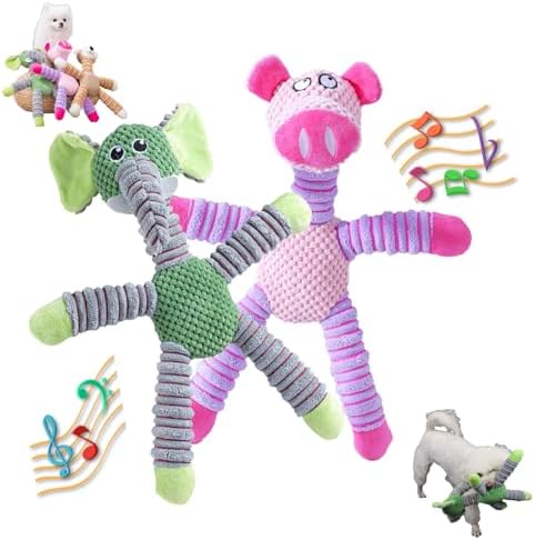 2026 Upgraded Dog Toys for Aggressive Chewers,Dog Toys for Large Dogs, Puppy Toys Indestructible for Large Medium Small Dogs (7.9 * 14.9in) (Elephant*1 & Pig*1)