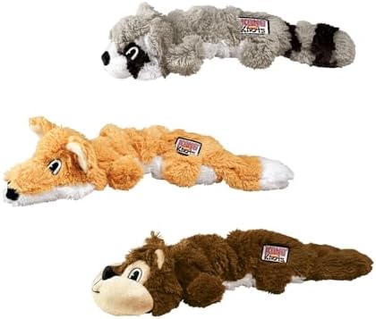 KONG - Scrunch Knots Squirrel - Internal Knotted Ropes and Minimal Stuffing for Less Mess - For Small/Medium Dogs
