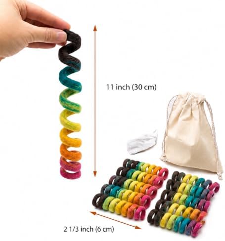 Glaciart One Felt Mini Spring Cat Toy – 10 Pcs Soft Fuzzy Enrichment 100% Natural Wool - Interactive Stretchable Play Cat Toy Set - Safe for Pets, Non-AZO Colored Dyes - 11” Long