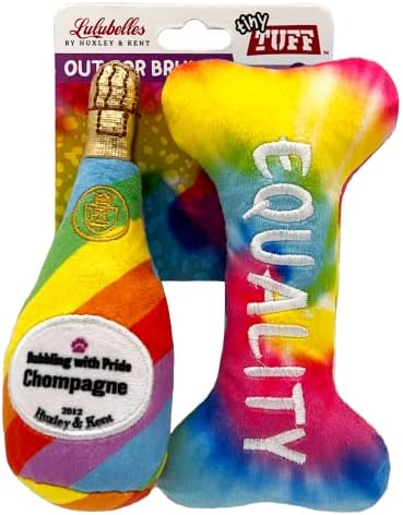 Huxley & Kent Tiny Tuff | Out for Brunch | Extra Tough Dog Toy for Small Dogs | 2-Pack Funny Dog Toy | Features Squeaker, Crinkle | Machine Washable