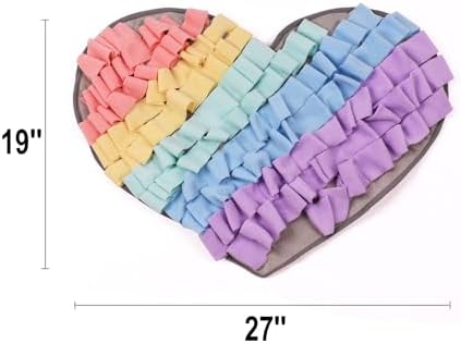 Pet Soft Fleece Snuffle Mat Heart Foraging Mats Dog Rabbit Guinea Pig Interactive Feeding Toy Anti Slip Slow Feeder Treat Dispenser (Multi-Colored)