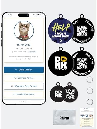 DDMK Smart Pet Tag Set | Includes 3 Tags | QR Code for Instant Alerts | Custom Pet Profiles | Durable & Waterproof | No Subscriptions or Fees |19-Help I Took A Wrong Turn