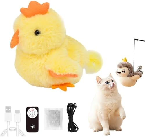 Flapping Chick Cat Toy, Flying Cat Toy Halloween, Hanging Rope (Chick)