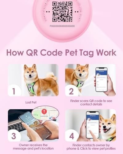 Smart Pet Tracker Holder Compatible with AirTag, for AirTag Holder Dog&Cat Collar with QR Code, Case&ID Tag in One & with Modifiable Pet Online Profile, Instant Pet Location Alert