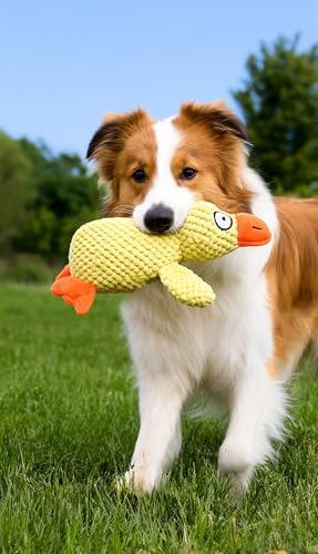 Tamu style Yellow Duck Dog Toy, 11-Inch Squeaky Toy for Small & Medium Dogs