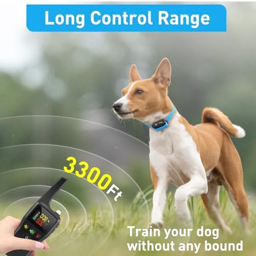 PetJoy Bark and Shock Collar Combo, Dog Bark Collar for Large Dogs, Auto Bark Collar with Remote (3 Dogs) - 3300 Ft Range, Remote and Automatic Modes 2 in 1