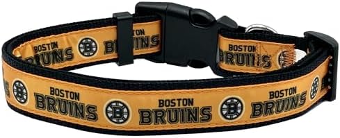 NHL Boston Bruins Collar for Dogs & Cats, Medium. - Adjustable, Cute & Stylish! The Ultimate Hockey Fan Collar!, Medium (12-18" Length x 0.62" Width)
