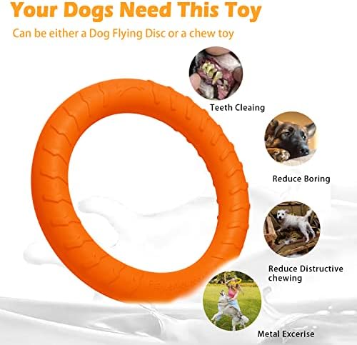 Dog Flying Disc Dog Chew Toy,Dog Toys for Aggressive Chewers Floating Dog Ring/Fetch Toys for Medium/Large Breeds Interactive Dog Pool Float Durable Toy for Training and Teeth Cleaning,28cm