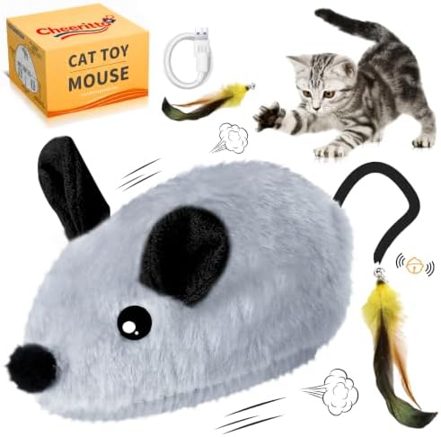 Interactive Cat Toys Mouse Rechargeable Auto-Move for Indoor Cat Gray