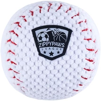 ZippyPaws SportsBallz Dog Squeaky Toys to Keep Them Busy - Baseball