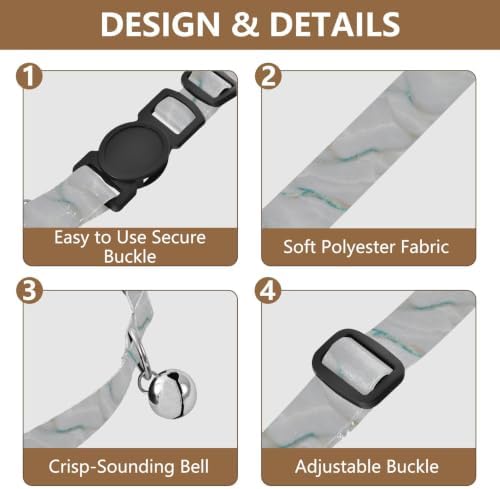Marble Print Collar with Bell for Dog Puppy 2 Pack Kitten Collar Adjustable 10.6 to 17.1 Inches