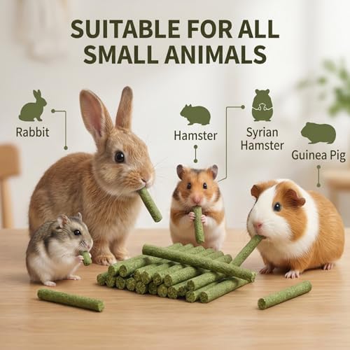 Timothy Hay Sticks 120 Pack Rabbit Chew Toys Guinea Pig Treats