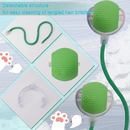 Interactive Cat Dog Toy Ball with LED Light, Automatic Rolling(Green)