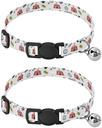 Circus Tents Metal Bell Included Cat Collar 2 Pack for Kitten
