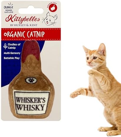 Huxley & Kent Plush Crinkle Catnip Cat Toy, Whisker's Whiskey