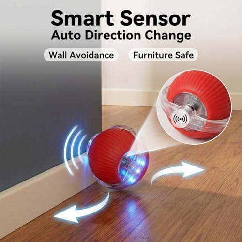 JBD Automatic Cat Toy Ball for Indoor Cats, Interactive Self Moving Electronic Cat Toys, USB Rechargeable, Silent Auto Rolling Kitten Toy for Boredom Relief & Exercise