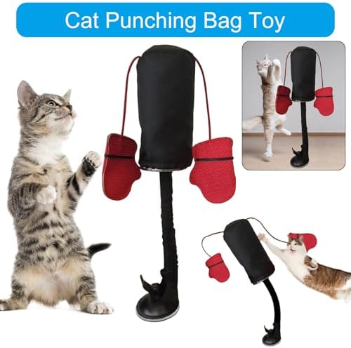 Punching Bag Toy, Interactive Boxing Toy with Dangling Gloves for Indoor Pets, Kitten Exercise Play
