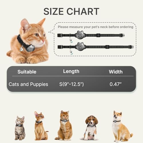 AirTag Cat Collar, Reflective Breakaway Cat Collar, Hidden Holder with Bell | Compatible with Apple AirTag 1st & 2nd Gen, Lightweight Water-Resistant Strap for Cats, AirTag Not Included