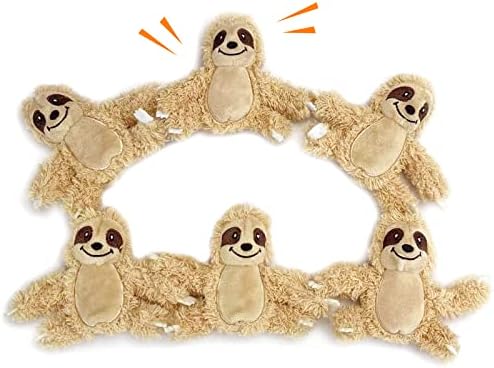 Interactive Squeaky Dog Toy, Replacement Animals Sloth Pack of 6