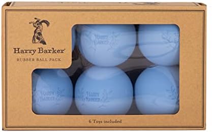 Harry Barker Natural Rubber Dog Fetch Balls, Durable High-Bounce Interactive Toy with Safety Air Vent, Treat-Stuffable Rubber Balls for Dogs, 2.5 Inch, 6-Pack