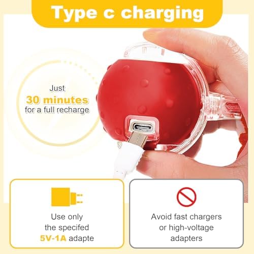 Interactive Cat Toys Ball for Indoor Cats＆Dog,Automatic Cat Toy with Smart Obstacle Avoidance,Bird Chirps & Auto Wake-Up,Includes 4 Cat Spiral Spring,Cat Enrichment Toys for Indoor Cats(Red)