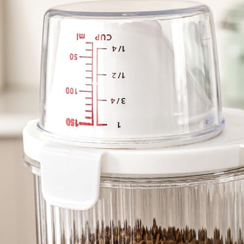 Dog Food Storage-Container - Clear Food Bin, Airtight Organizer with Pour Spout Measuring Cup, Holder for Dry Kibble | Pet Supplies Storage-for Kitchen Pantry, Cat or Dog Treats, Home Feeding