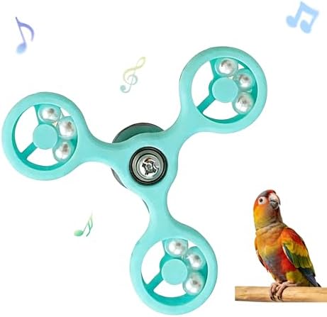 Spinning Bird-Toys Bird Cage Toys & Bird Perch Parrot-Parakeet Budgie Cockatiel Conure Macaw Chicken Parrot Enrichment Cage Accessories Small Animal Chewing Toy (Cyan Spinner)