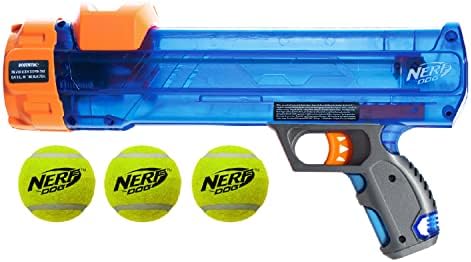 Nerf Dog Tennis Ball Blaster Dog Toy,12 Inch Translucent Blaster with 3 Balls