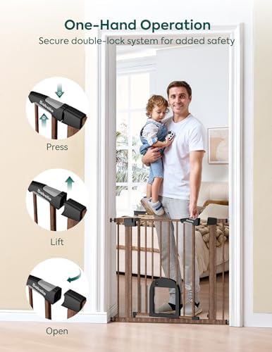 Babelio Baby Gate with Adjustable Cat Door, CatPrivilege III, 29-43"