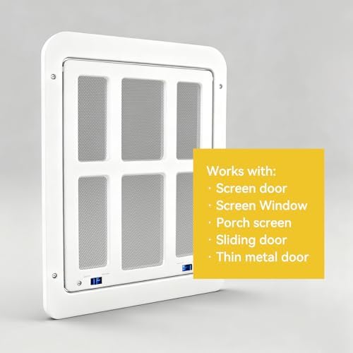 Enjoying Dog Screen Door for Sliding Screen Door, Flap Opening 11.2" x 14.4", Screen Door with Magnetic Doggie Door Built-in, Large Doggy Door for Screen Window Thin Metal Door, Lockable, White