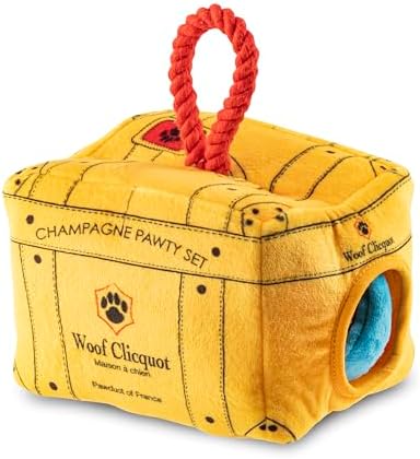 Haute Diggity Dog Woof Clicquot Pawty Set Puzzle + 3 Plush Squeaky Dog Toys
