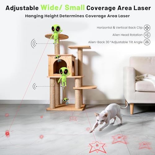 ORSDA Laser Cat Toys for Indoor Cats, 2 in 1 Interactive Automatic Dual Laser & Catnip UFO Dangler for Kitten Toys, Truly Random Trajectory Radar Motion-Activated, Rechargeable 4 Modes, Clamp Design