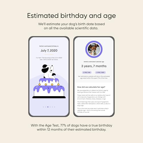 Embark Dog Age Test Kit – Estimates Dog's Age & Birthday from DNA | DNA age test for dogs using methylation science. Ideal for rescue & unknown-history dogs. Includes life-stage care tips.