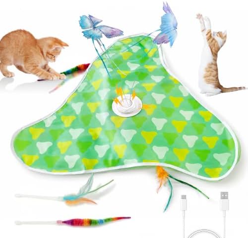 Interactive Cat Toy, Hide and Seek with Feather & Butterfly for Indoor Cats