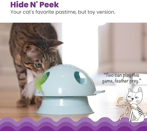 Catstages 2-in-1 Dart N’ Dash Electronic Feather Cat Toy, Motion-Activated, Ball Track Add-On, Blue